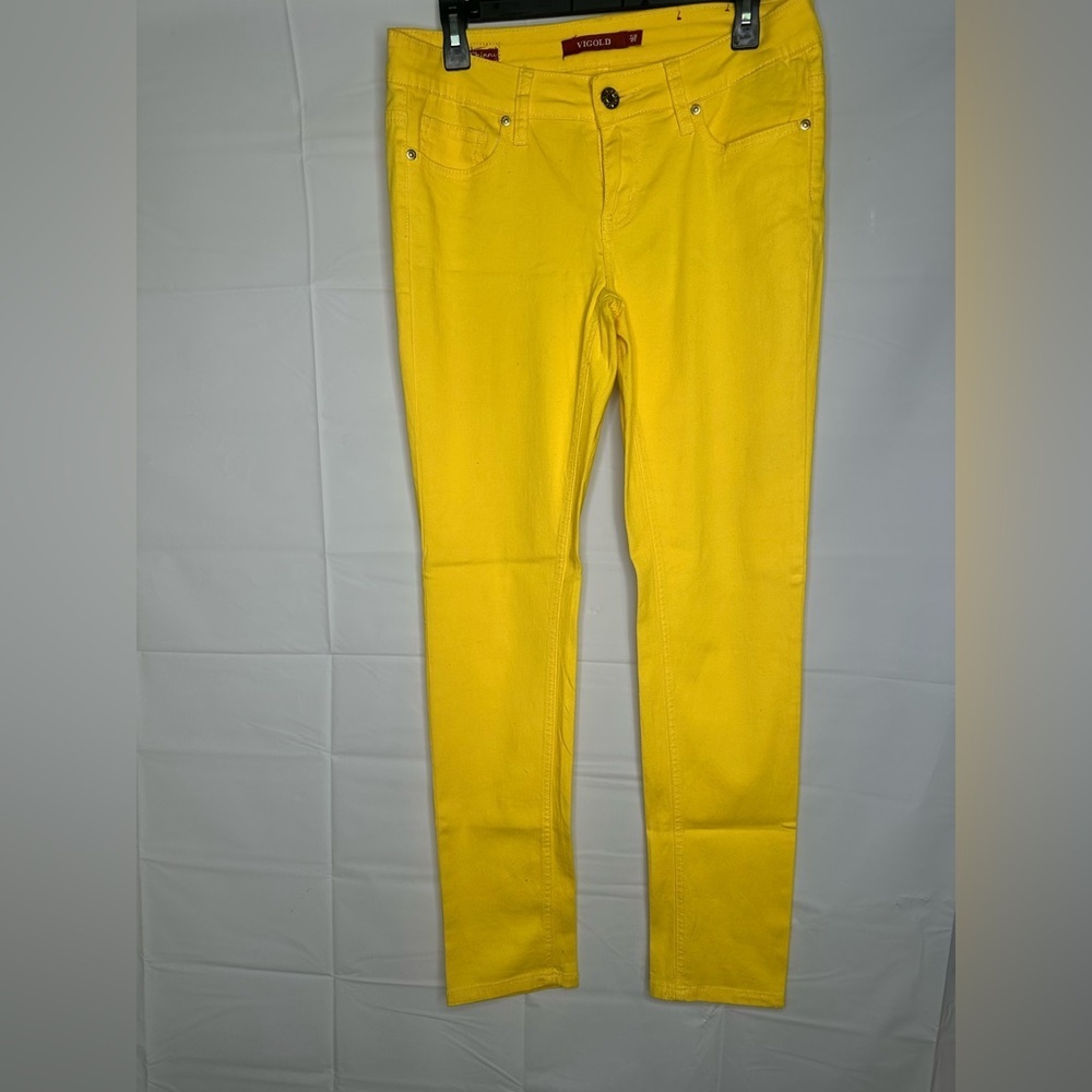 Vigold Womens Skinny Jeans Yellow Stretch Casual Low Rise Size 7/8